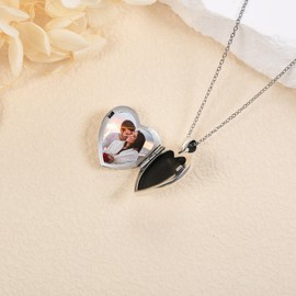 URONE Hummingbird Locket Chain 925 Silver Hummingbird Locket Heart Pendant Necklace Hummingbird Jewellery Gift for Women, No Gemstone