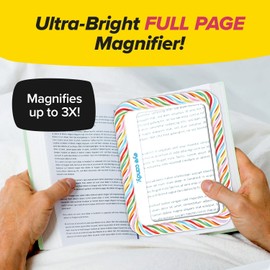 Eye Candy AS-SEEN-ON-TV Full Page Book Magnifier and Light to See Pages 3X Bigger, Optical Grade, Anti-Glare Page Magnifier & Book Light with Dimmable Brightness, (Pack of 4)