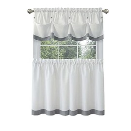 Achim Home Furnishings Lana Window Curtain Tier Pair and Valance Set, 58" x 24", Grey