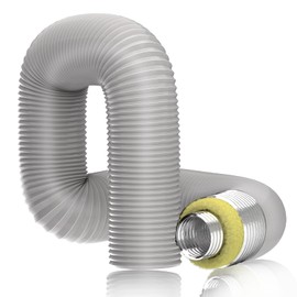 Hon&Guan 4'' Insulated Flexible Duct 4 FT Long, Gray Noise Reducer Hose Silencer for Inline Duct Fan of Air Conditioner HVAC Ventilation System.