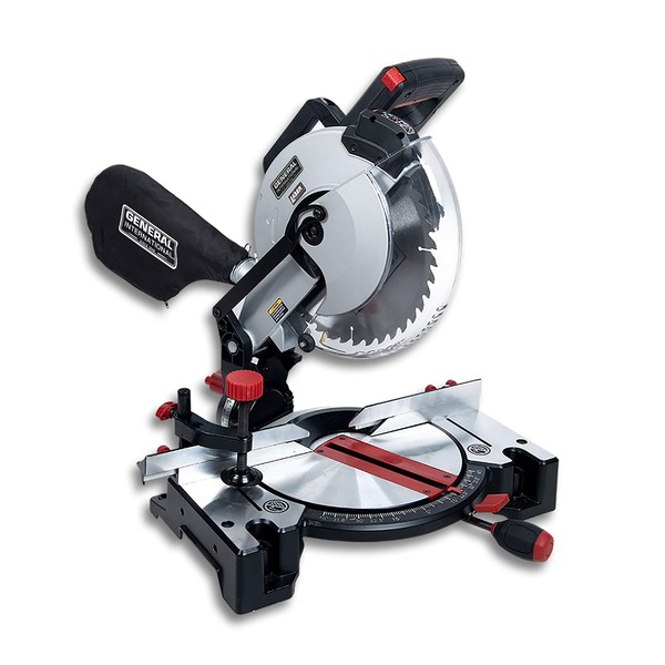 GENERAL INTERNATIONAL 10" Compound Miter Saw - 15A Jobsite Chop Saw with 0-45° Bevel & 1mW Laser Alignment System - MS3003