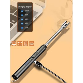 SiyphuNing 360°Rotatable Neck USB Electric Rechargeable Kitchen Lighter for Stovetop Windproof LED Plasma Arc Scented Flameless BBQ Grill &Camping Candle Indoor Outdoor Lighter