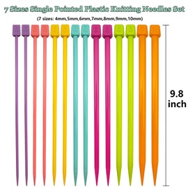Hobekoee Knitting Needles Set,14 PCS 9.8" Straight Single Pointed Plastic Knitting Needles ＆ 18 Pairs 31.5” Bamboo Circular Knitting Needles Set with Colorful Plastic Cable for DIY with Accessories