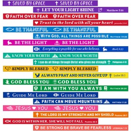 IDREAMBAND Bible Verse Bracelets – 60 Pcs Silicone Bracelets Bulk Jesus Bracelets – Cute Christian Bracelet Colored Wristbands – Comfortable and Lightweight – Perfect Religious Gifts for Men, Women