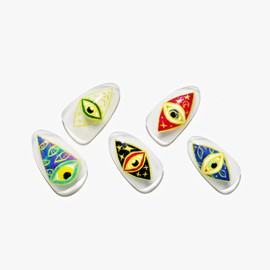 GLAMERMAID Press on Nails, Gothci Colorful Eyes Short Almond Glue on Gel Nails, Fake Nails Acrylic False Nails Stick on Nails Sets Kits for Women Girls Gift, Third Eye Magic