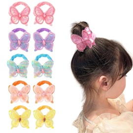 Haargummis Mädchen,10 PCS Schleife Kleine Haargummis Baby Haarklammer Pferdeschwanz Inhaber Elastische Haarbänder Glitzer Haargummi Haarschmuck Nette Haarschleifen Baby Hair Ties for Girls