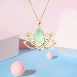 UYBNRK White Lotus Flower Necklace Gold Lotus Necklace for Women Buddha Necklace for Women Gifts Blue Lotus Flower Pendant Gold Necklaces Lotus Buddhist Necklace Silver Special Moonstone Jewelry