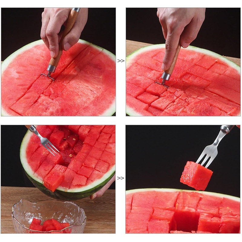 LSTKLY Watermelon Cutter Watermelon Fork Slicer Cutter,2-in-1 Watermelon Fruit Stainless