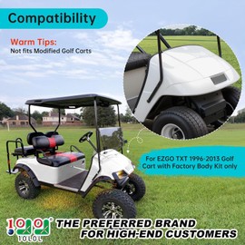 10L0L Front Rear Fender Flares for EZGO TXT 1996-2013 Golf Cart with Factory Body Kit (Not Fit Modified Golf Carts), Includes Stainless Steel Mounting Screws, Pack of 4