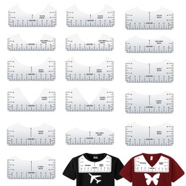 Onlvmyur 16 Pieces T-Shirt Ruler Plastics T-Shirt Alignment Ruler DIY T-Shirt Alignment Ruler Plotting Stencil Ruler T-Shirt Alignment Tools for Heat Press Sublimation Print Cra