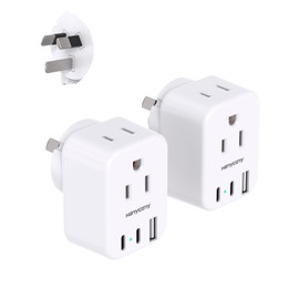 US to Australia New Zealand Power Plug Adapter, HANYCONY Australia Travel Adapter with 2 Outlets 3 USB Ports(2 USB C), Type I Plug Adapter for USA to Australian AU China Argentina Fiji, 2 Pack