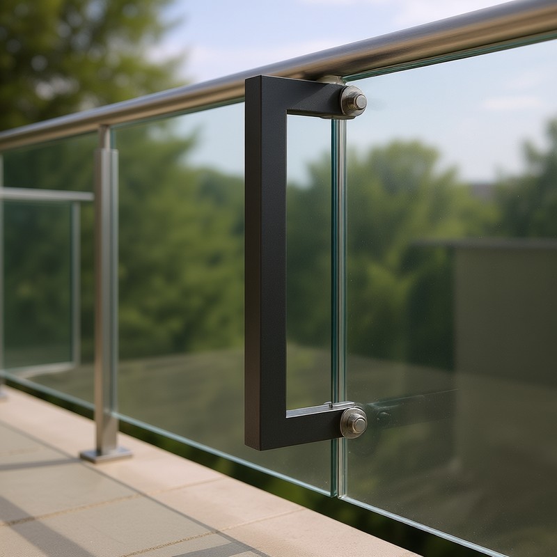 Tempered Glass Clamp 37.4 In Height 304 Stainless Steel Right