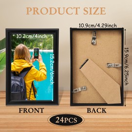Redbaker 24 Pcs Picture Frames Bulk Black Photo Display Frames for Wall Mount Tabletop Home Office Display Decoration (4 x 6 Inch)
