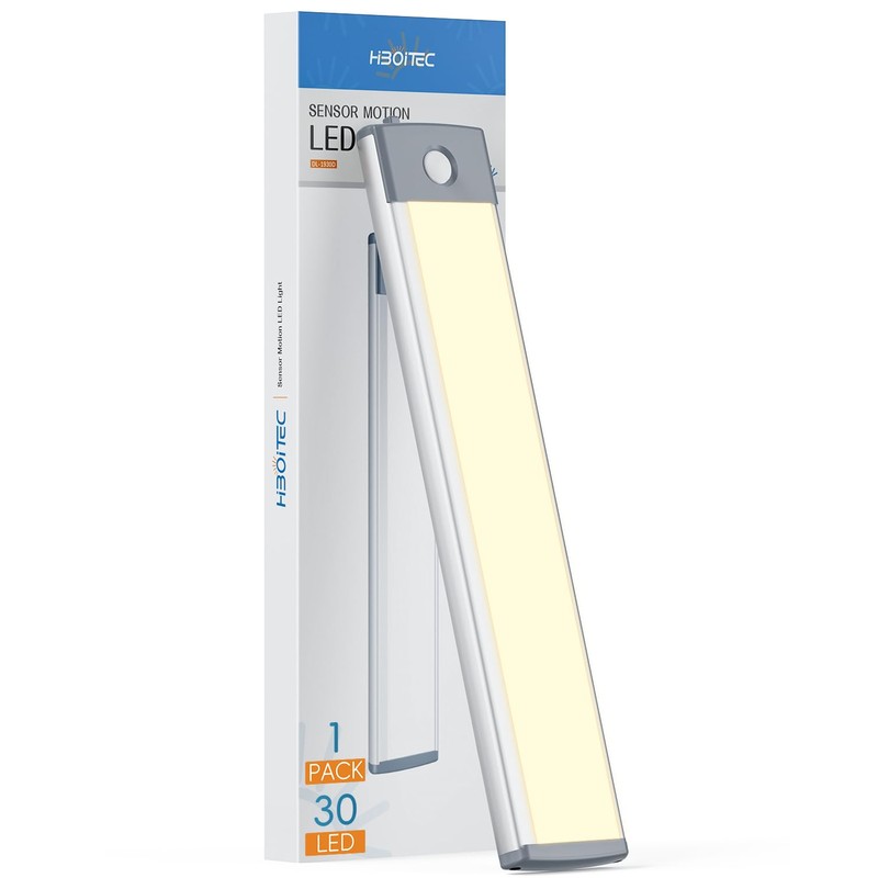 HIBOITEC Under Cabinet Lighting 30 LEDs Motion Sensor Closet Light,
