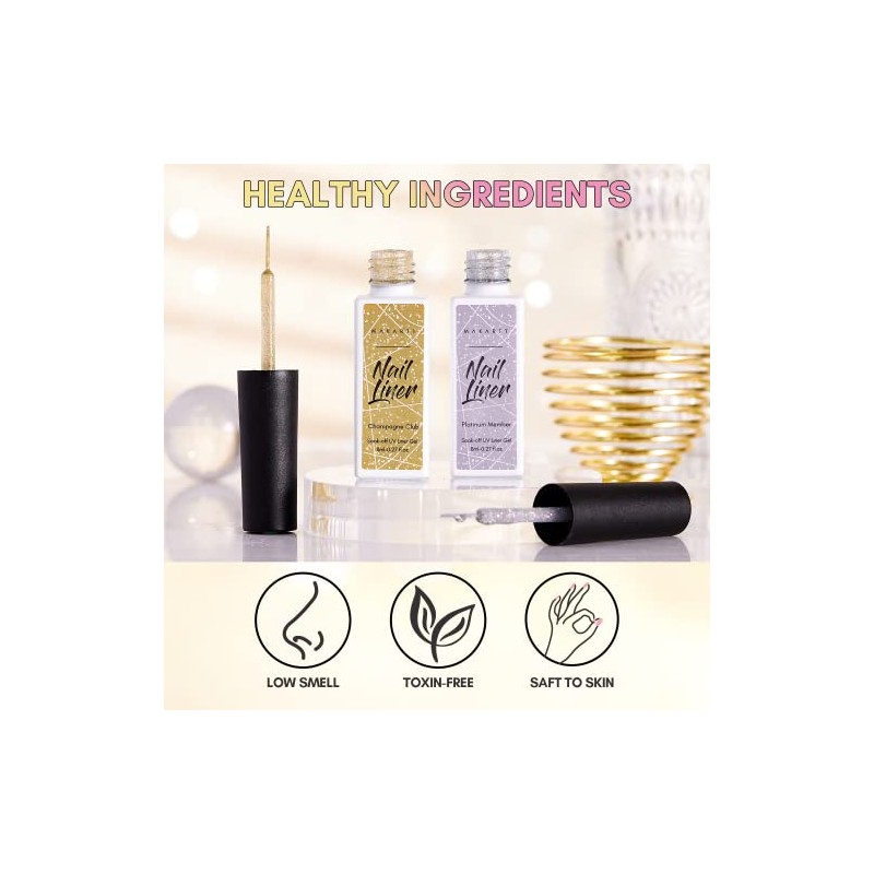 Makartt Gel Nail Polish Set 8ml 2 Colors Reflective Glitter
