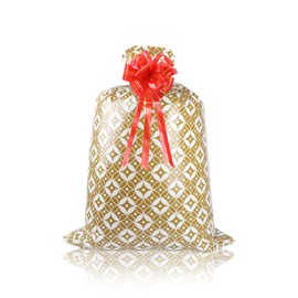 56× 36 inches Large Plastic Gift Bag with Pull Bow, Jumbo Gift Bags Giant Gift Bag for Birthday, Christmas, Anniversary(Red Pull Bows)