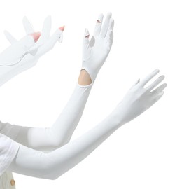 BOOMFLY Arm Cover, Women's, Sun Protection, UV Protection, Cold Feeling, Summer, Sleeve Cover, Fingertips, Long Gloves, Removable, Anti-Slip, Smartphone Operation, Cool, Bicycle, Golf, Fishing