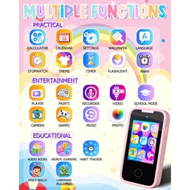 Kids Smart Phone Unicorns Gifts for Girls 6-8 Year Old Touchscreen Toy Cell Phone with Multi APPs 8G TF Card for Learning Play Christmas Birthday Gifts for Girls Age 3 4 5 6 7 8 9