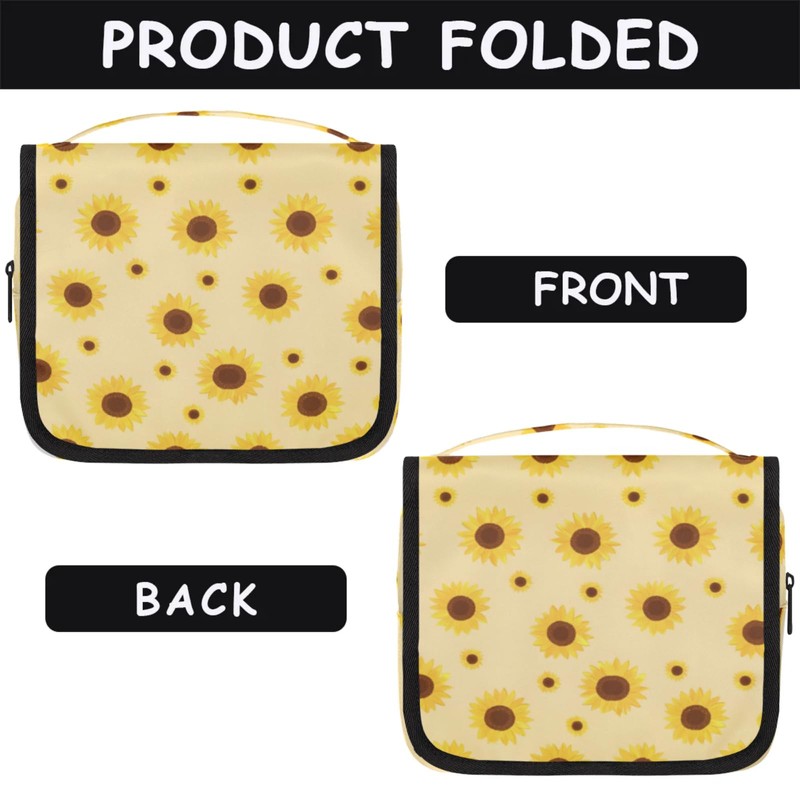 Eizlang Sunflower Hanging Toiletry Bag,Travel Waterproof Cosmetic Bags with Hook