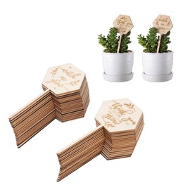 36pcs Hexagonal Tags Wooden Plant Labels Lasers Engraved 3D Effect Sunproof Durable Watch Me Grow Tags for Plant Pot Garden Decoration