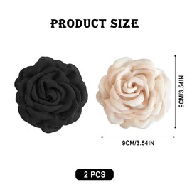 TOFBS Pack of 2 Rose Claw Clips Women's Non-Slip Hair Clips Strong Hold Styling Accessories Flower Clip for Women Girls Gifts (Black + Beige)