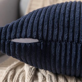 MIULEE Pack of 2 Corduroy Throw Pillow Covers Soild Decorative Pillow Cases Soft Square Cushion for Couch Sofa Bedroom Car 16 x 16 Inch 40 x 40 cm, Navy Blue