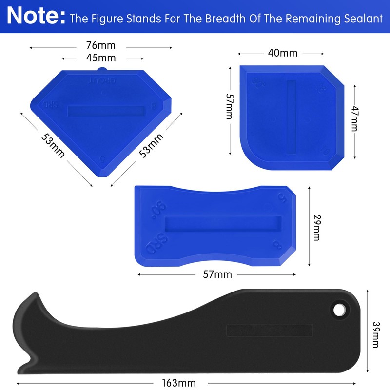 Outus 4 Pieces Silicone Caulking Tool Set Sealant Finishing Grout