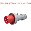 1Set Waterproof Industrial Connector Plug Socket, 5Pin 63A 380V-415V 3P+N+E