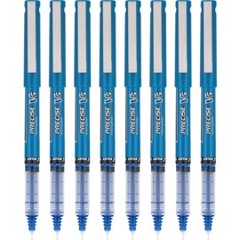 Pilot Precise V5 Rollerball Pens, Extra Fine Point 0.5 mm Blue Pens, Blue, Pack of 8 - Ideal for School, Journaling & Office Writing