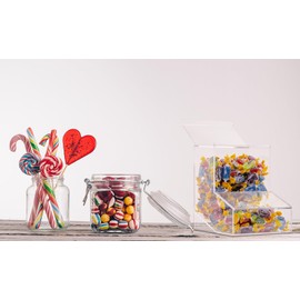Inevibe Candy Dispenser - Bulk Acrylic Storage Holder with Two Lids for Countertop or Wall Mount - Store Chocolate, Treats, Sweets, and Snacks (2)