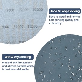 150 mm Sanding Discs for Polishing Grit 1500, Sandpaper 150 mm Velcro for Random Orbital Sanders (Pack of 18)