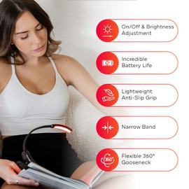 Mito Red Light – Lector flexible – Luces de lectura para libros en la cama – Luz de libro recargable – Luces de libro para leer por la noche en la cama – Luz de clip para cama – Librero para leer en