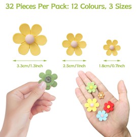PIWOSGOL Pack of 32 3D Fridge Magnets for Flowers, Funny Decorative Fridge Magnets with 12 Colours, Colourful Magnets for Magnetic Boards, Refrigerators, Photos, Whiteboards, Kitchens - 3 Sizes