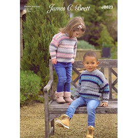 James C Brett JB623 Knitting Pattern Childrens Sweater in Fairground DK