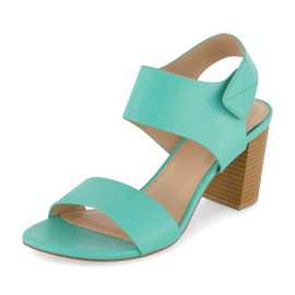 CUSHIONAIRE TALENT - Sandalias de tacón para mujer + espuma viscoelástica y anchos disponibles, Turquesa, 7.5 US Ancho