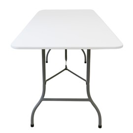 Elama 6 Foot Folding Table in White Plastic, Folding Table, Portable Long Foldable Tables, Indoor Outdoor Picnic Camping Fold Table, 6 Foot Party Table (6' Table)