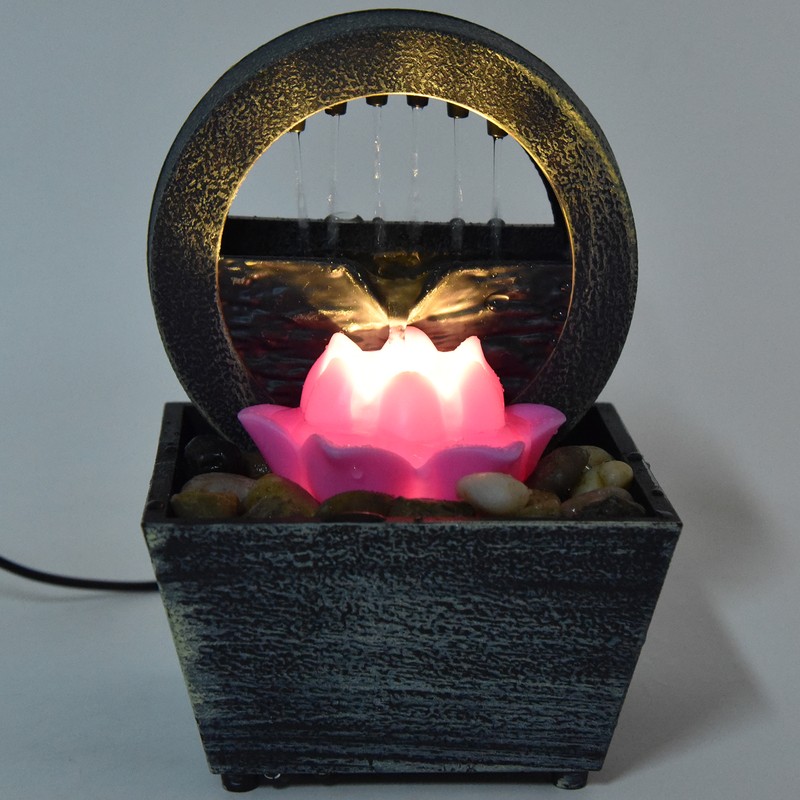 3V USB Plastic Flower Water Fountain LED Tabletop Fountain with