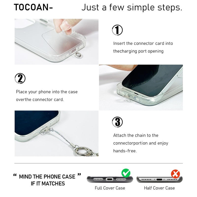 Tocoan Phone Charm Wrist Strap with Tether Tab, Detachable Anti-Theft