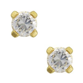 Studex Tiny Tips CZ Cubic Zirconia 3mm Claw Setting Gold Plated Childrens Hypo-allergenic Stud Earrings