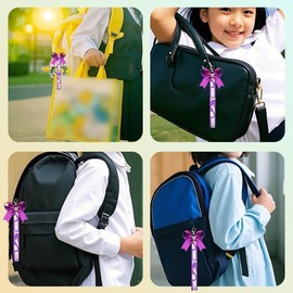 Purple Cheer Stuff for Cheerleaders Toddlers Kids Cheer Bow Keychain for Backpack Bookbag Bling Rhinestone Accessories for Backpacks Handbag Keychains for Women Girls Glitter Purple Cheering Supplies