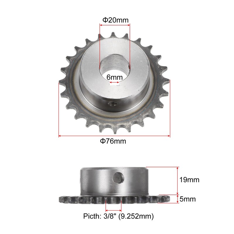 QUARKZMAN ISO/DIN 06B-1 Roller Sprocket B Type, 20 mm Bore,