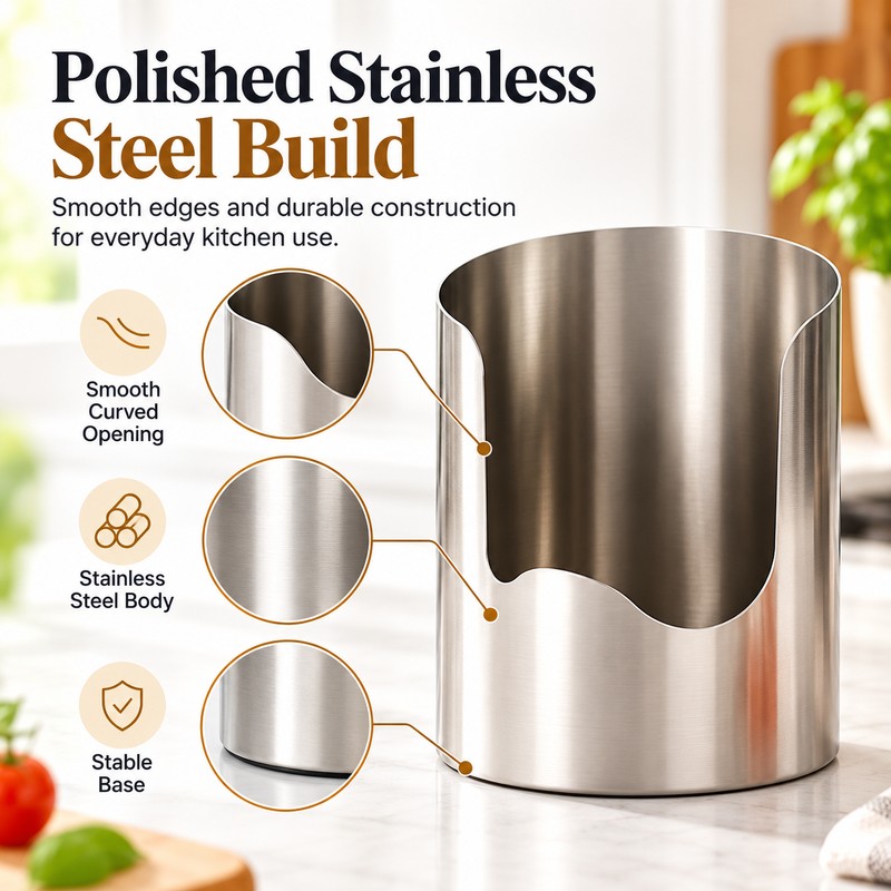 2-in-1 Utensil Rest for Kitchen Counter – Stainless Steel Spoon