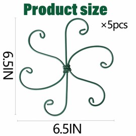 Yohsnor Monstera Plant Stem Support - 5 Pack 6.5"x6.5" Green Metal Stem Stabilizers, Adjustable Ring Clamps for Indoor Plants, Fishbone Cactus, Turtle Shell Bamboo & Climbing Vines
