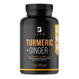 Cúrcuma + Jengibre Con Aceite De Coco 180 Cápsulas B Life Sin Sabor
