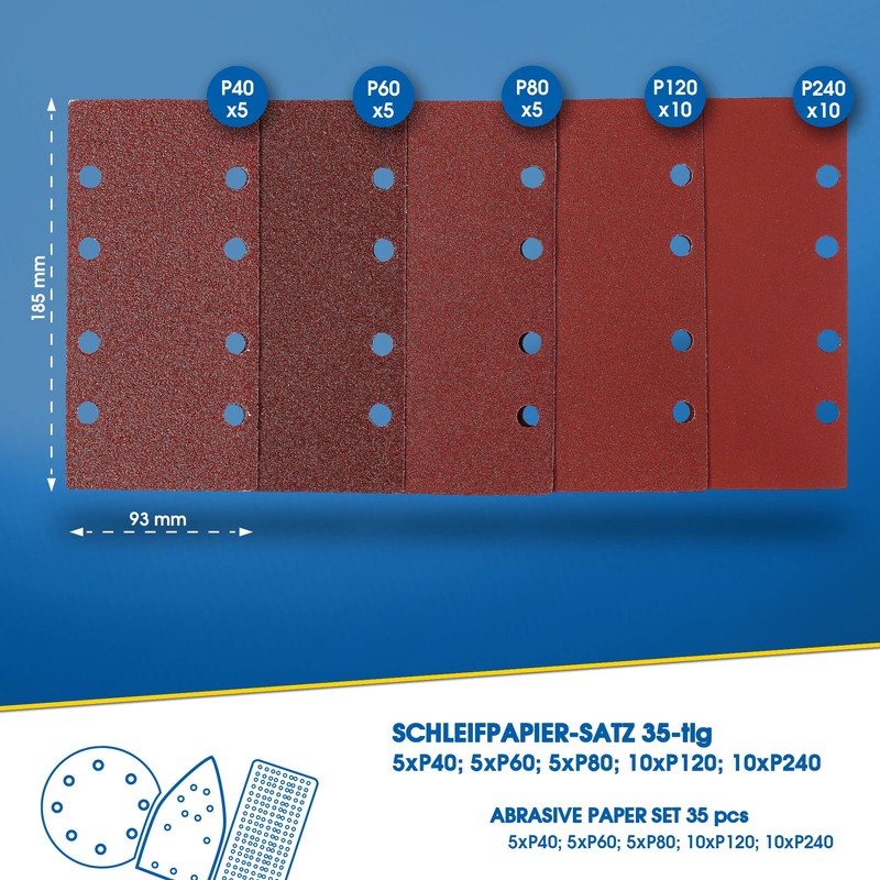 S&R Velcro Sandpaper Professional Set 93 mm x 185 mm