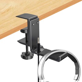 Aluminum Headphone Stand Hanger Foldable,Headphone Holder,Headset Holder with Cable Clip Clamp Hook Under Desk, Save Your Space While Working & Gaming