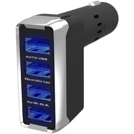 Kashimura NDC-023 DC-9.6A - Reversible USB 4 Ports, Auto Determination, USB Car Charger, Direct, High Output, Compatible with 12V/24V Vehicles