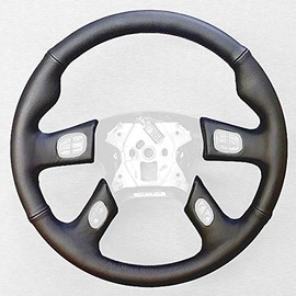RedlineGoods Steering Wheel Cover Compatible with Hummer H2 2003-07. Tailor Made - not Universal. Genuine top-Grade Italian Black Perforated Leather with Red Thread