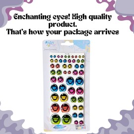 319-M: Colorful 3D Resin Googly Eyes with Smiley Faces (52 Pcs/26 Pairs, 5mm–22mm) – Turquoise, Green, Fuchsia – Self-Adhesive for Crafts, Clay, Amigurumi, Slime, Dolls & DIY Projects