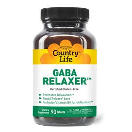 Country Life GABA Relaxer, 90 Tablets, Certified Gluten Free, Certified Vegan